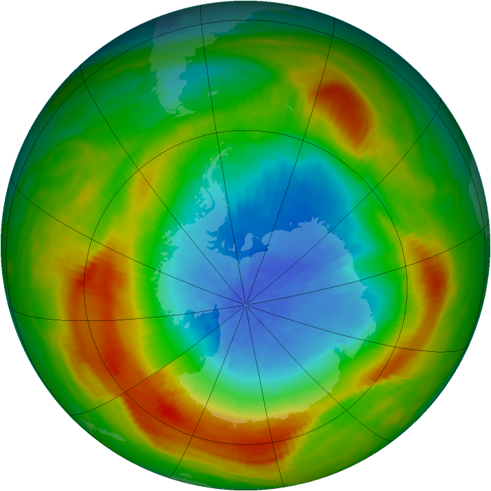 Antarctic ozone map for 25 October 1980